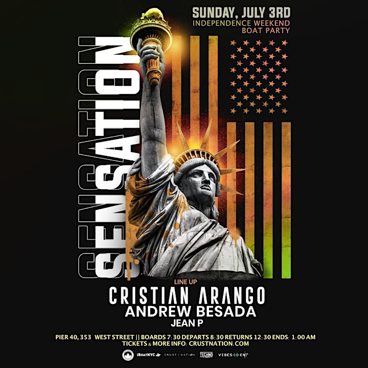 CRISTIAN ARANGO Presents SENSATION Independence Day Weekend Yacht NYC image