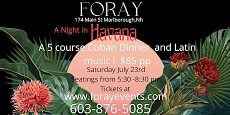 A Five Course Gourmet  Cuban  Dinner with Latin Music tickets