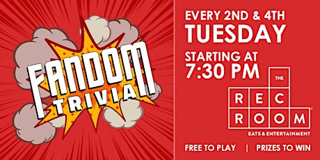 Fandom Trivia at The Rec Room Brentwood - Free Quiz Nights & Prizes to Wiin tickets