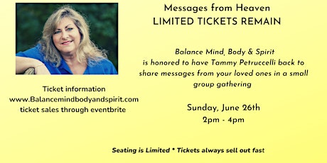 Messages from Heaven with Tammy Petruccelli  * Evidential Medium tickets