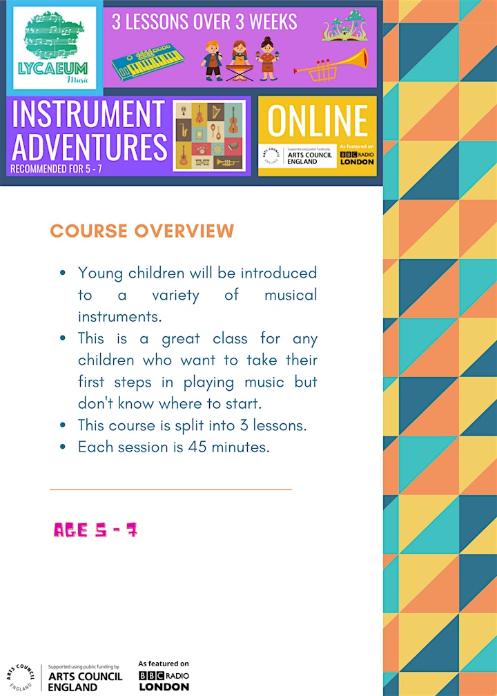 Instrument Adventures (5 - 7yo) - Pick your weekly time slot image