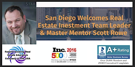 San Diego Welcomes Real Estate Investment Team Leader & Master Mentor Scott Rowe  primary image