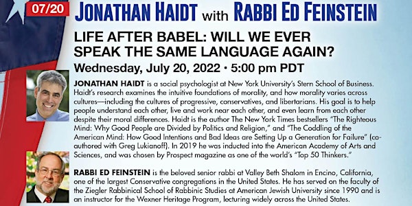 Rabbi Ed Feinstein & Jonathan Haidt: LIFE AFTER BABEL:Americans divided