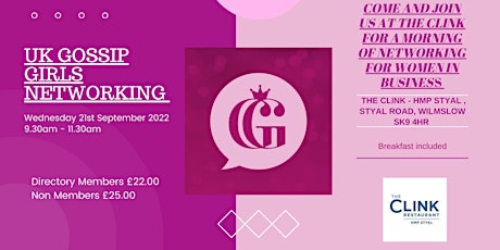 UK Gossip Girls Networking - The Clink tickets