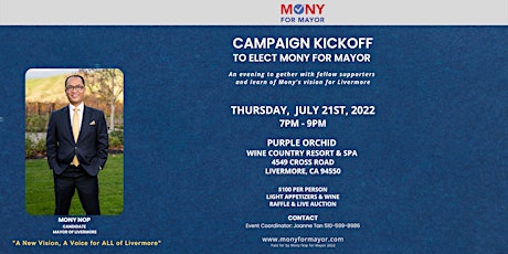 Campaign Kickoff to Elect Mony for Mayor tickets