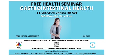 Gastrointestinal health!  5 Signs of an unhealthy gut. FREE health seminar tickets