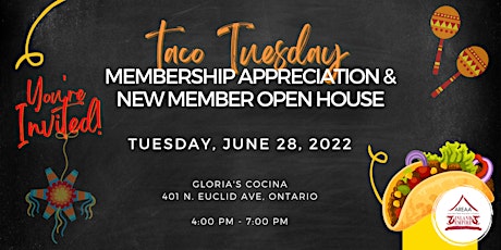 Image principale de Taco Tuesday Membership Appreciation Event and New Member Open House