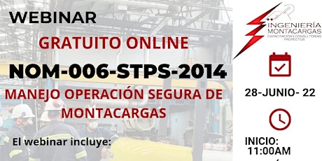Webinar | Manejo Operación Segura de Montacargas NOM-006-STPS-2014 bilhetes