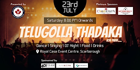 TELUGOLLA THADAKA  - #1Tollywood Party. Telugu Dj Night. Desi Events GTA tickets