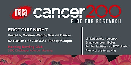 MACA Cancer 200 Ride for Research Quiz Night - August 2022 tickets