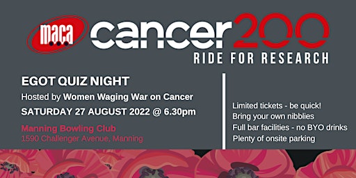 MACA Cancer 200 Ride for Research Quiz Night - August 2022