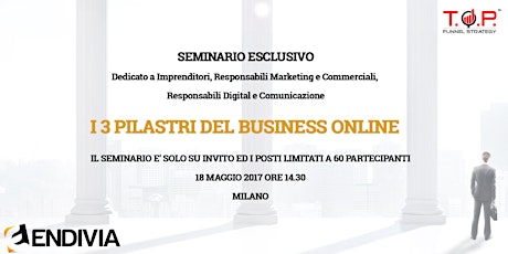 Immagine principale di SEMINARIO ESCLUSIVO "I TRE PILASTRI DEL BUSINESS ONLINE" 