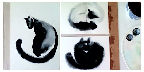 Sumi-e Japanese ART first CAT steps - painting workshop [LIVE in ZOOM]