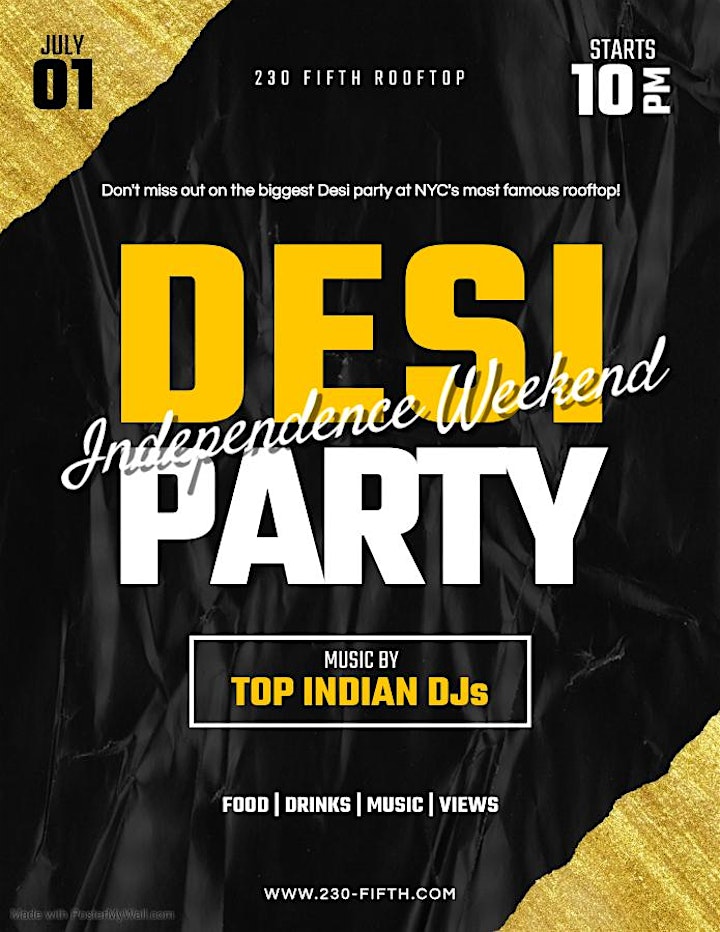 Independence Weekend - Desi Night Bollywood Party @230 Fifth Rooftop image