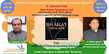 TALK:"India’s March Towards becoming Vishwa Guru"-Dr. Sudhanshu Trivedi tickets
