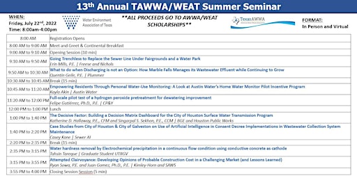 13th Annual TAWWA/WEAT Summer Seminar