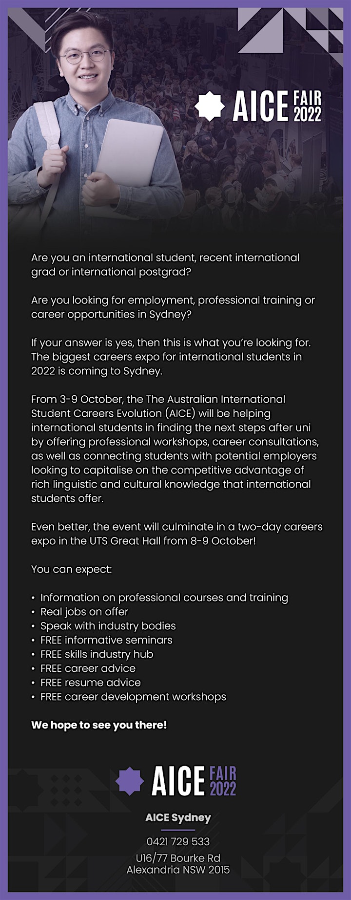 AICE Australian International Student Careers Expo -  Sydney image