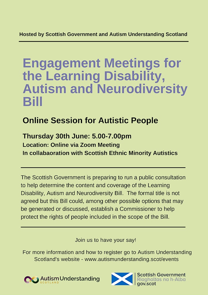 Engagement Meeting about Learning Disability Autism and Neurodiversity Bill image