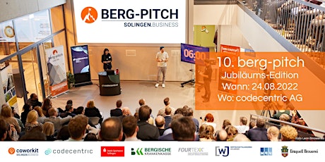 10. berg-pitch - Das Startup-Event im Bergischen Land - 24.08.2022 - LIVE! Tickets