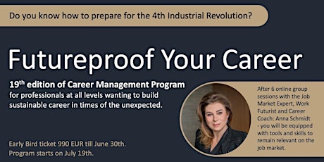 Imagem principal do evento FUTUREPROOF YOUR CAREER           10-step Group Career Management Program