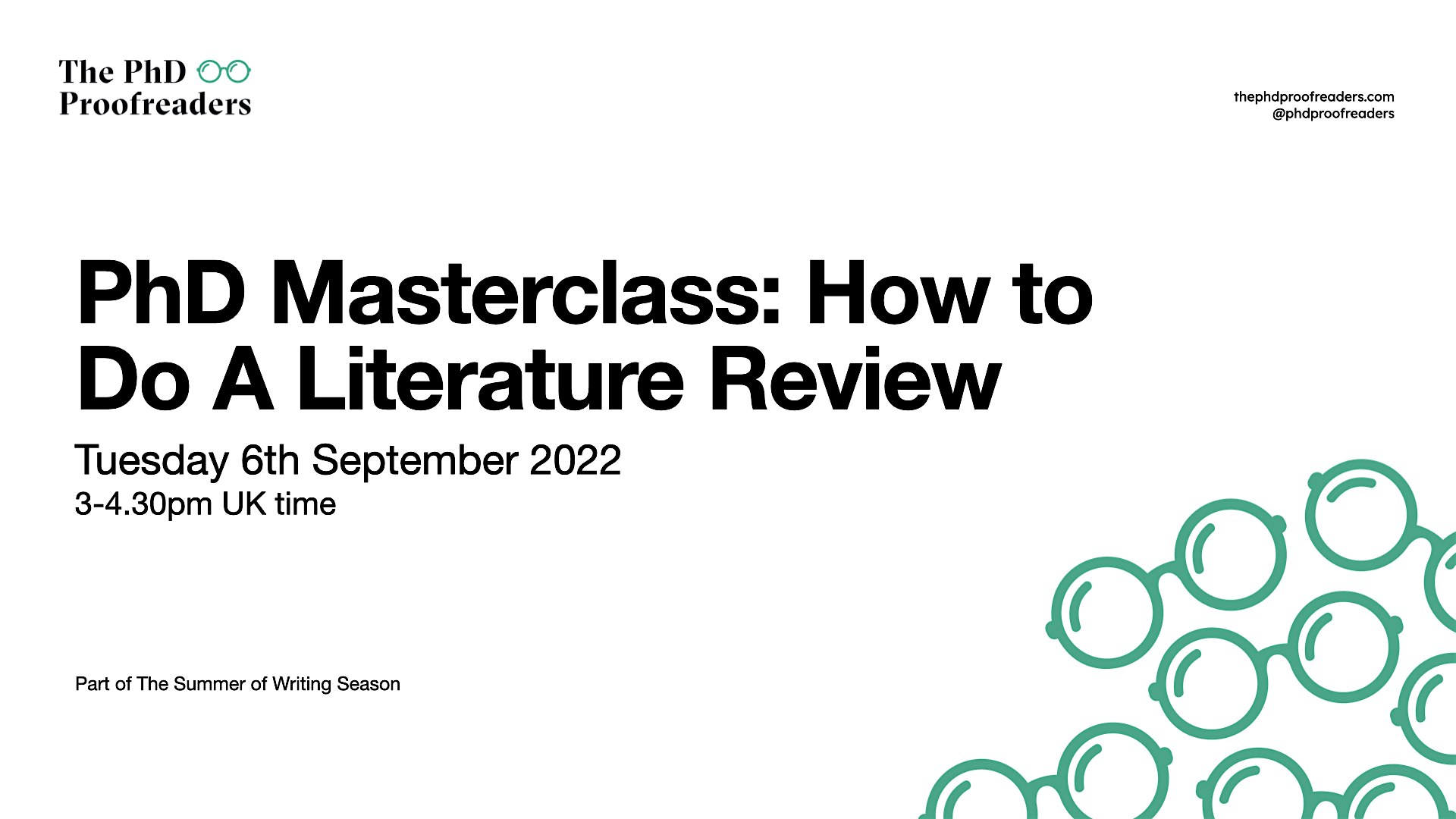 PhD Masterclass: How to Do A Literature Review – September 2022