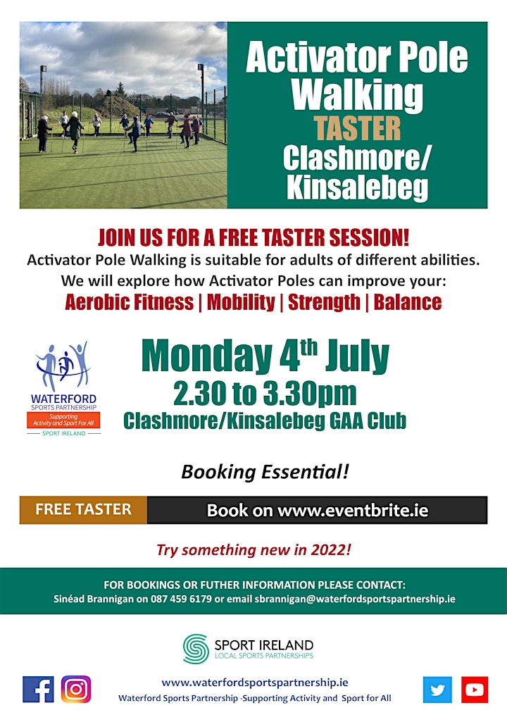 Come & Try Activator Pole Walking Clashmore/ Kinsalebeg -  4th July 2022 image