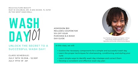 Wash day 101 Live Virtual Attendee - Sunday7/17 tickets
