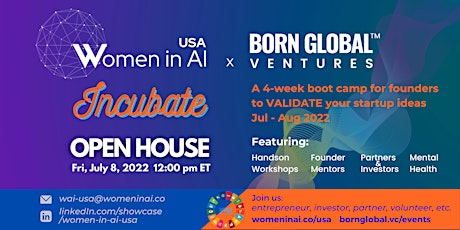 Born Global Ventures & Women in AI USA - INCUBATE Open House tickets