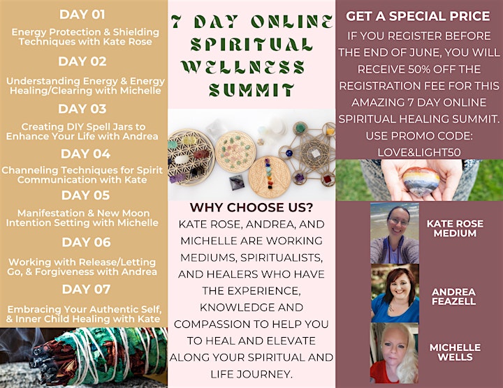 7 Day Online Spiritual Wellness Summit with Kate Rose, Michelle, and Andrea image