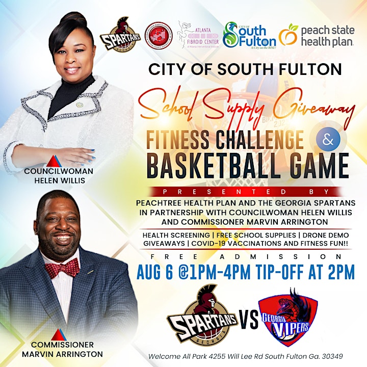 Ga Spartans School Supplies Giveaway,Fitness Challenge and Basketball Game image