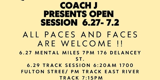 Coach J Presents open session week