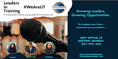 L.I.T. (Leaders In Training), Toastmasters Information Session bilhetes