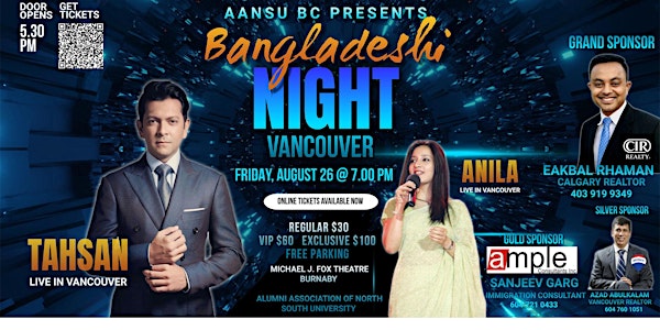 AANSU BC Presents Bangladeshi Night Vancouver with Tahsan & Anila