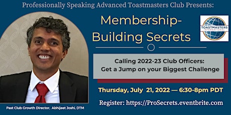 Membership-Building Secrets: Successfully Grow Your Toastmasters Clubs tickets
