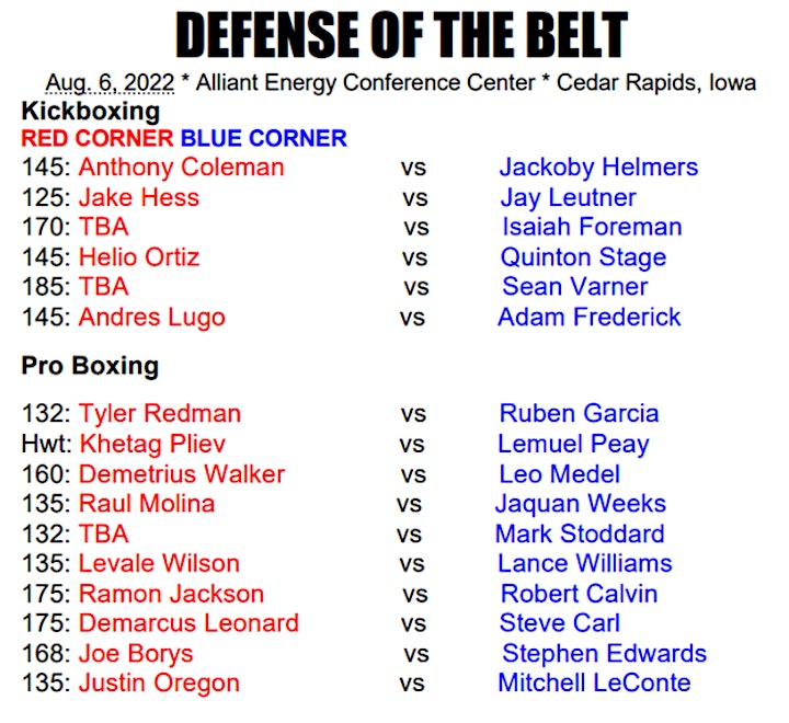 DEFENSE OF THE BELT A night of Professional Boxing in Cedar Rapids, Iowa image