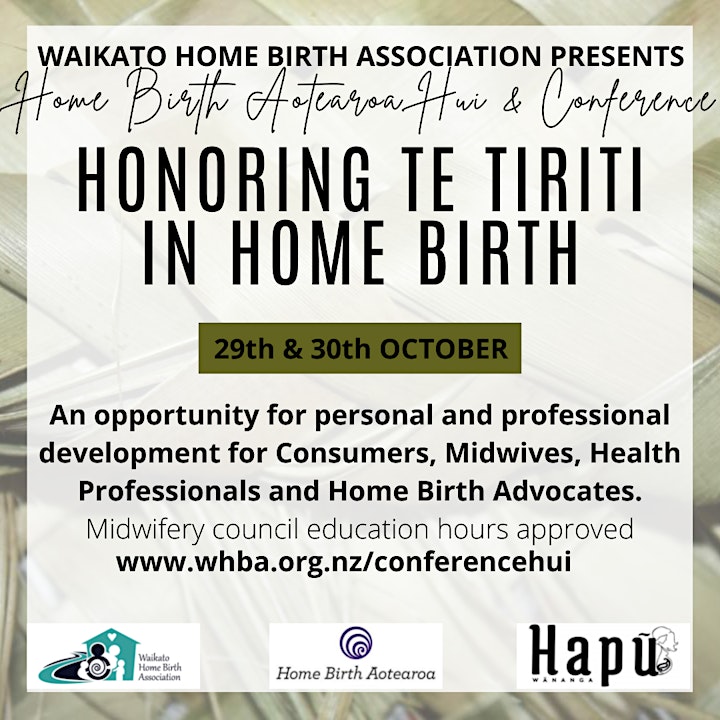 Honoring Te Tiriti in Home Birth. Home Birth Aotearoa Conference & Hui 2022 image