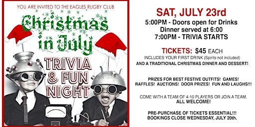 GOLD COAST EAGLES RUGBY CLUB - CHRISTMAS IN JULY TRIVIA AND FUN NIGHT!
