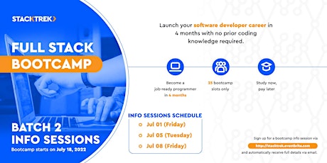 StackTrek Full Stack Bootcamp Batch 2 Info Session 3 tickets