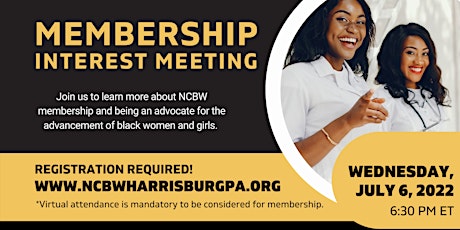 NCBW Harrisburg Chapter Membership Interest Meeting  - July 6, 2022 tickets