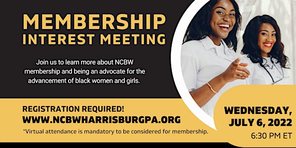 NCBW Harrisburg Chapter Membership Interest Meeting  - July 6, 2022