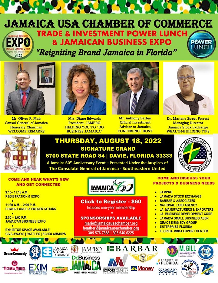 TRADE & INVESTMENT POWER LUNCH & JAMAICAN BUSINESS EXPO image