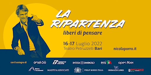Imagem principal de La Ripartenza 2022 @ Bari  • Sabato 16 Luglio - Sessione Sera