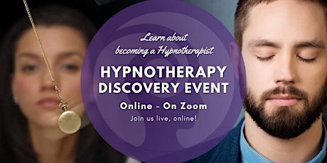 FREE discovery session ONLINE. Become a hypnotherapist bilhetes