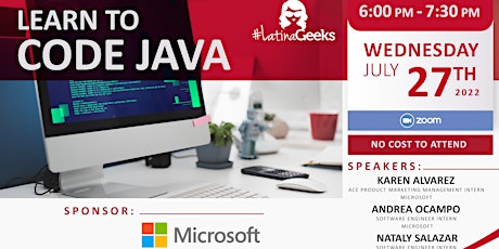 #LatinaGeeks: Learn to Code Java with Microsoft tickets