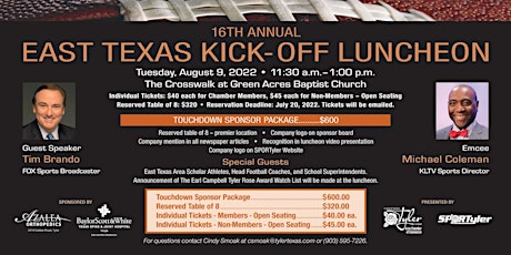 16TH ANNUAL EAST TEXAS KICK-OFF LUNCHEON primary image