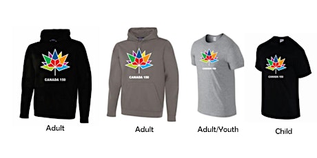 Clothing -Canada 150 Hoodie and T-Shirt - Adult & Youth(Grey), Child(Black) primary image