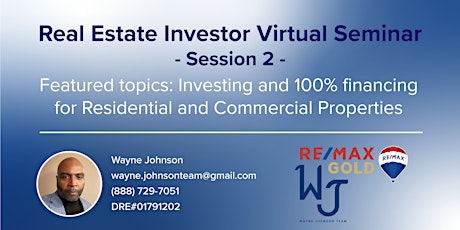 Real Estate Investor Virtual Seminar: Session 2 tickets