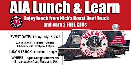 AIA Lunch and Learn CEUs -- PLUS Nick's Roast Beef Lunch Truck