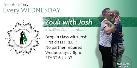 FREE Wellbeing Wednesdays - Brazilian Zouk Absolute Beginner Drop-in Class tickets