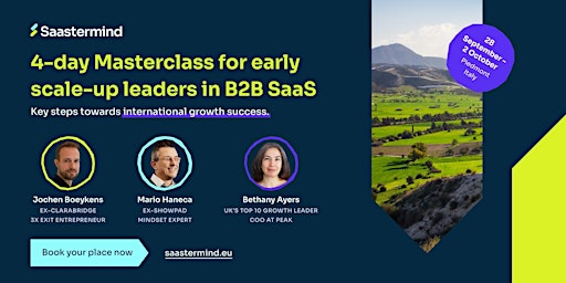 4-day Masterclass for early scale-up leaders in B2B SaaS (Piedmont, Italy)